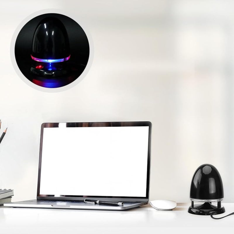 Homoyoyo Mini Speaker USB Powered with LED Light Compact Bass for Laptop Phone Black Blue - Image 4